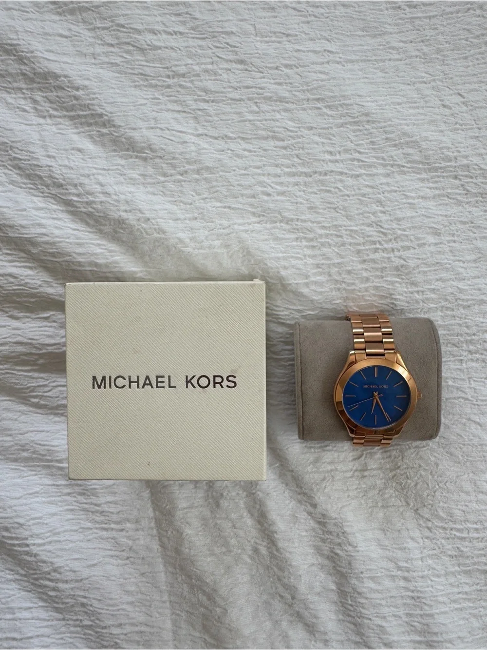Michael Kors Rose Gold Men’s Watch with Blue Dial